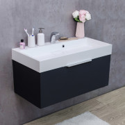 Тумба подвесная Fancy Marble Bermuda-1 90x46 см с раковиной Ashley 900C МДФ серый Bermuda 1 С