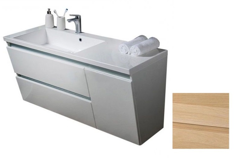 Тумба підвісна Fancy Marble Cyprus 124,5х47 см ліва з раковиною Peggy 1250 шпон дуба Cyprus125Lш