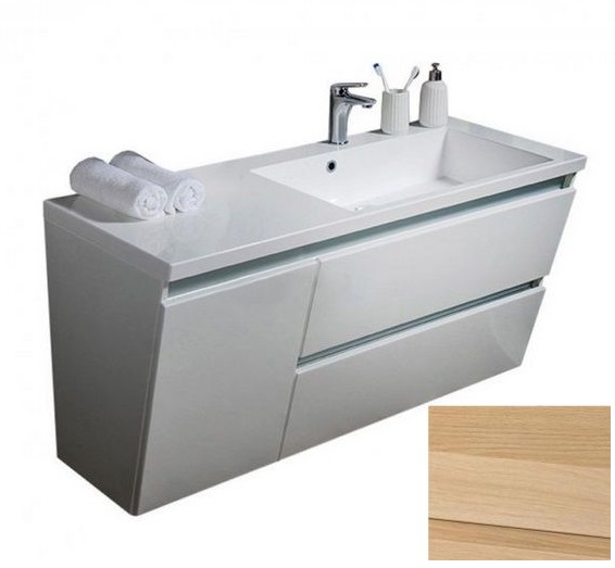 Тумба підвісна Fancy Marble Cyprus 124,5х47 см права з раковиною Peggy 1250 шпон дуба Cyprus125Rш