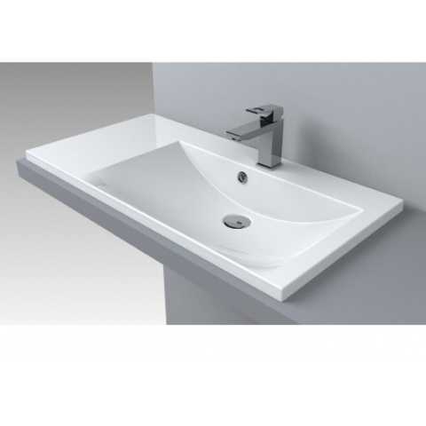 Раковина для ванної Fancy Marble Amelia 90х46 см права штучний камінь білий 0709301