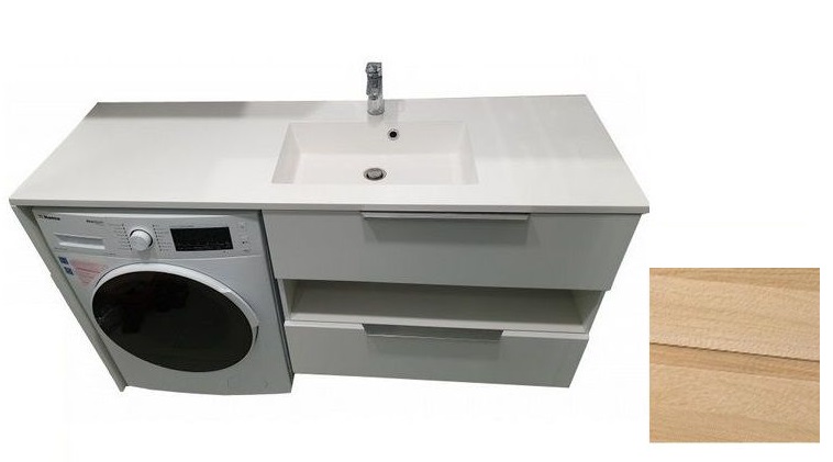 Тумба підвісна Fancy Marble Vivara 149,4 х49,7 права см з раковиною Lauretta 1500R шпон дуба Vivara150Rш