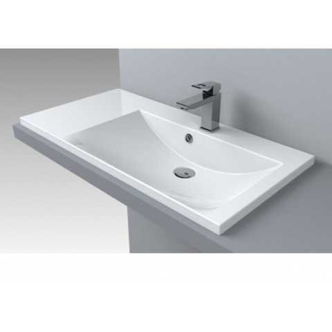 Раковина для ванной Fancy Marble Amelia 90х46 см правая искусственный камень белый 0709301