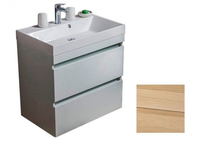 Тумба подвесная Fancy Marble Sherman 69,2х44,2 см с раковиной Signe 700 шпон дуба Sherman700ш