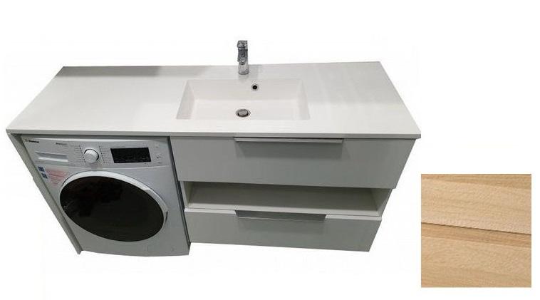 Тумба подвесная Fancy Marble Vivara 149,4х49,7 правая см с раковиной Lauretta 1500R шпон дуба Vivara150Rш