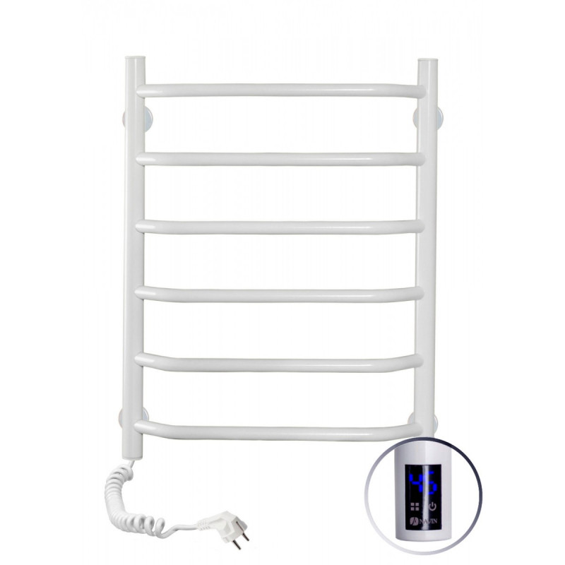 Электрический полотенцесушитель Navin Блюз 480х600 левый сенсор с таймером окрашенная сталь белый 12-006133-4860