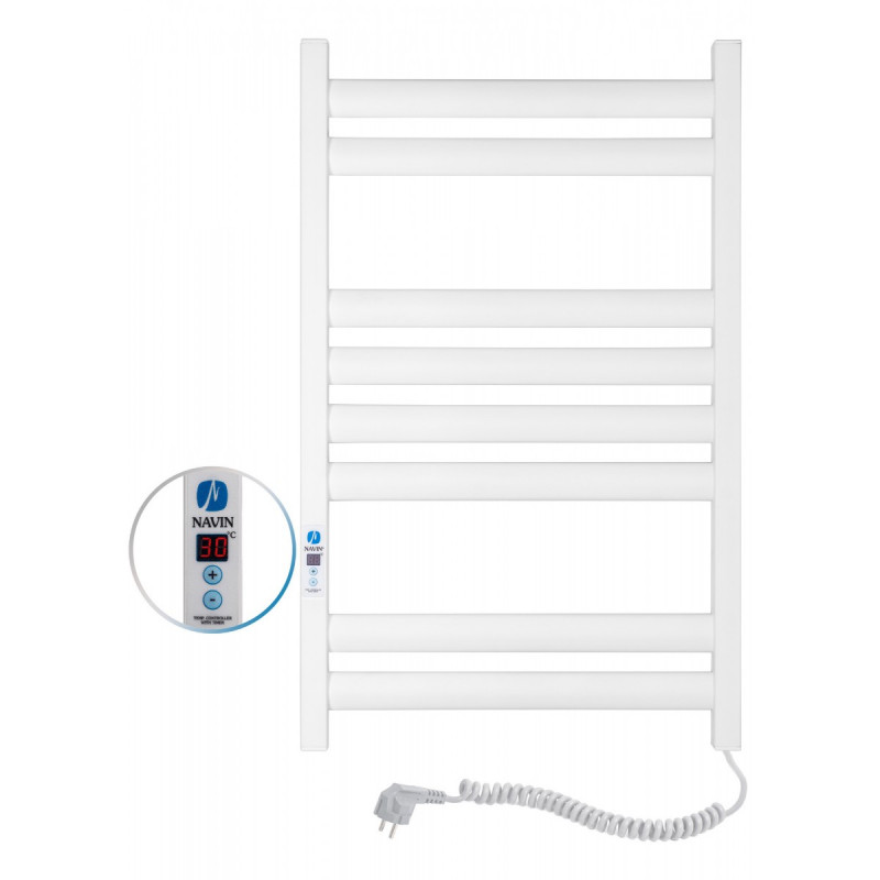 Электрический полотенцесушитель Navin Ellipse 500х800 Digital правый окрашенная сталь белый бархат 12-845052-5080