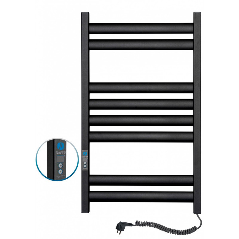 Электрический полотенцесушитель Navin Ellipse 500х800 Digital правый окрашенная сталь черный муар 12-245052-5080