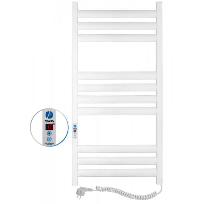 Электрический полотенцесушитель Navin Ellipse 500х1000 Digital правый окрашенная сталь белый бархат 12-845052-5010