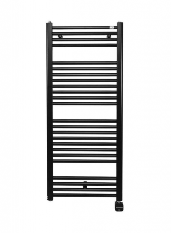 Полотенцесушитель электрический Zehnder Virando с тэном NEX скрытого монтажа черный матовый AB-120-060-9017-NEX-HID