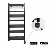 Полотенцесушитель электрический Zehnder Virando с тэном NEX с проводом черный матовый AB-120-060-9017-NEX-SC