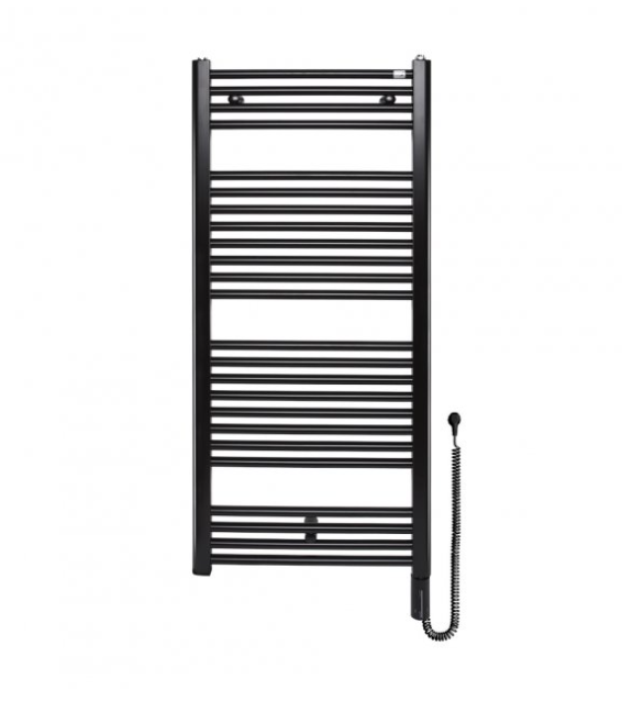 Полотенцесушитель электрический Zehnder Virando с тэном HOTS с проводом черный матовый AB-120-060-9017-HOTS-SC