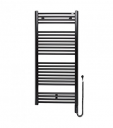 Полотенцесушитель электрический Zehnder Virando с тэном HOTS с проводом черный матовый AB-120-060-9017-HOTS-SC