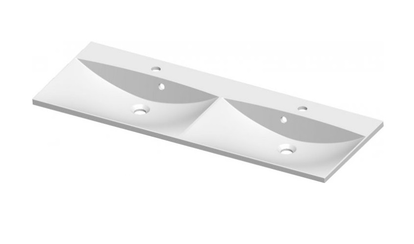 Раковина для ванної Fancy Marble Amelia подвійна 119,9 х 45,9 см штучний камінь білий матовий 0712203