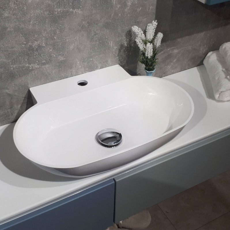 Раковина для ванної Fancy Marble Ruff 55х39 см штучний камінь білий 9406101