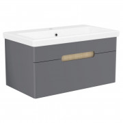 Тумба с раковиной Volle Solo 80 см подвесная МДФ/ДСП антрацит 1910.328009