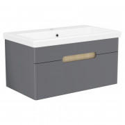 Тумба з раковиною Volle Solo 80 см підвісна МДФ/ДСП антрацит 1910.328009