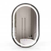 Дзеркало у ванну кімнату Volle 50х80 см з підсвічуванням диммером і підігрівом чорний 16-42-500B