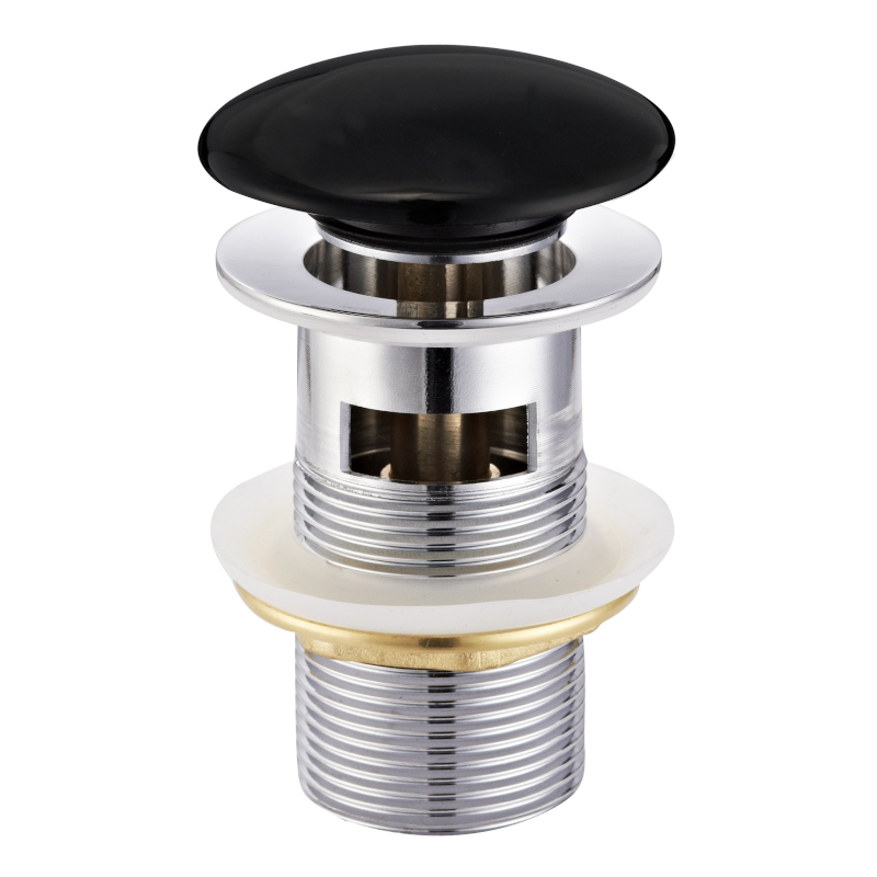 Донный клапан для раковины Volle click-clack с переливом латунь черный матовый 9000.104404