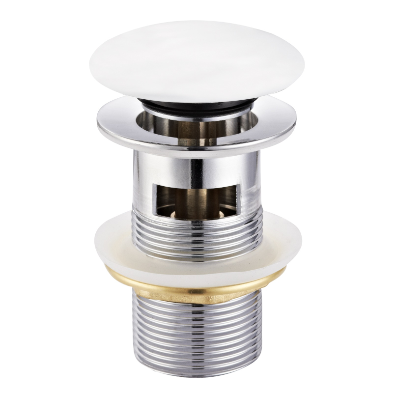 Донный клапан для раковины Volle click-clack с переливом латунь белый глянец 9000.104407