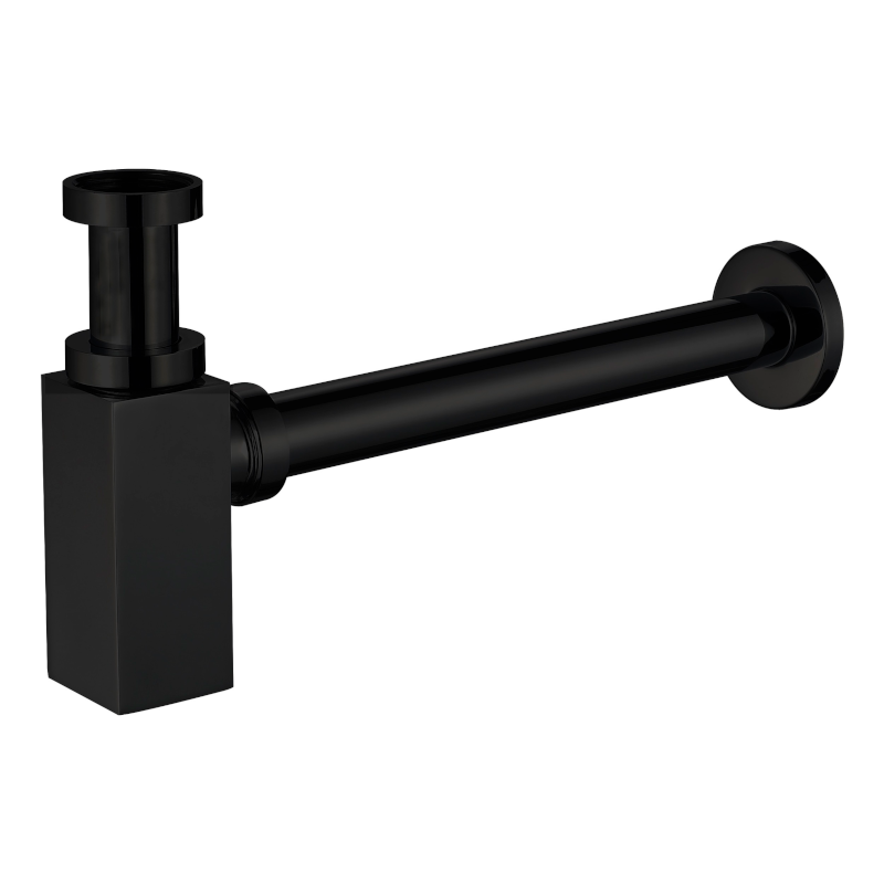 Сифон для раковини Volle з квадратної колбою латунь матовий чорний 9000.094104