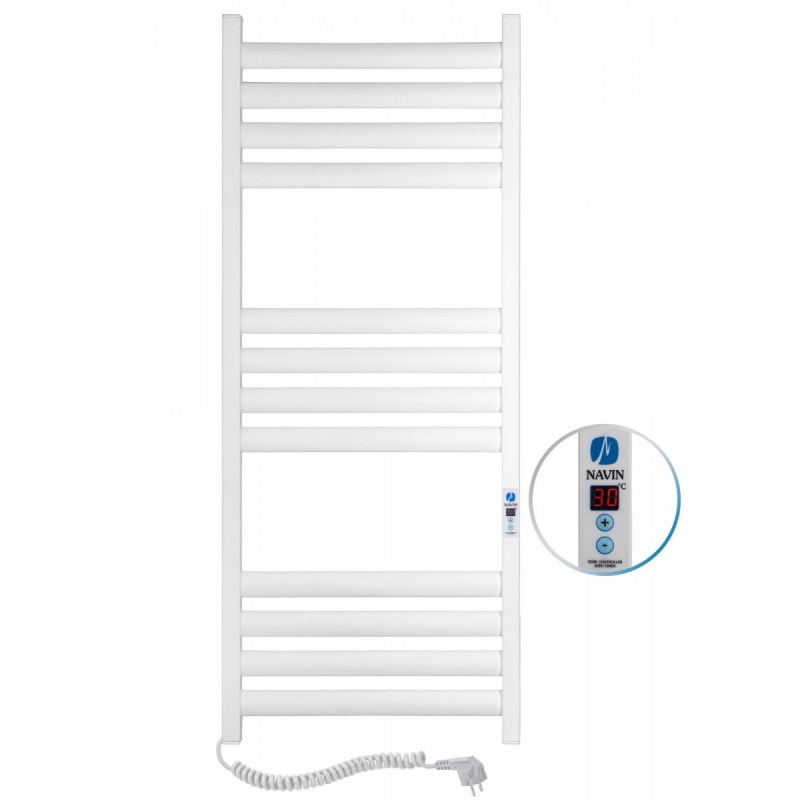 Электрический полотенцесушитель Navin Ellipse 500х1200 Digital левый окрашенная сталь белый бархат 12-845152-5012