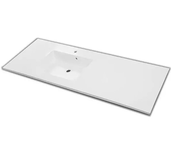 Раковина для ванной Fancy Marble Lauretta 150х50 см левая искусственный камень белый 5815301