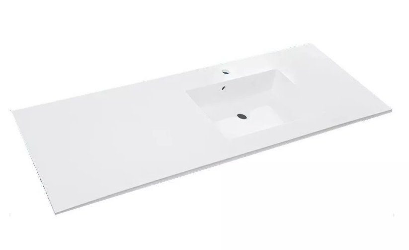 Раковина для ванної Fancy Marble Lauretta 150х50 см права штучний камінь білий матовий 5815403