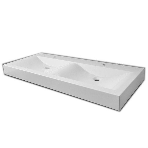 Раковина для ванной Fancy Marble Lily двойная 119,9х49,8 см искусственный камень белый матовый 4212203