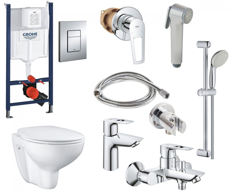 Комплект Grohe Mega Bundle унитаз с инсталляцией и набор смесителей для ванной UA39586MB0