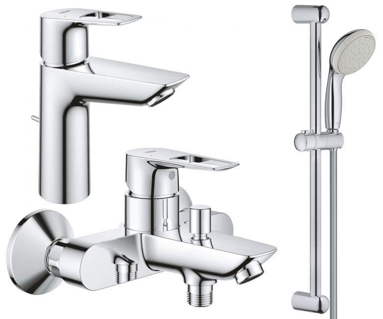 Набір змішувачів для ванної Grohe BauLoop 3 в 1 з душовим гарнітуром хром UA123214M0