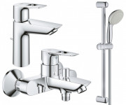 Набор смесителей для ванной Grohe BauLoop 3 в 1 с душевым гарнитуром хром UA123214M0