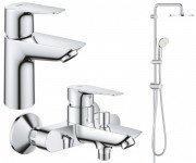 Набор смесителей для ванной Grohe BauEdge New 3 в 1 с душевой системой хром UA12336TS0