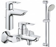 Набор смесителей для ванной Grohe BauLoop 3 в 1 с душевым гарнитуром хром UA123214M0