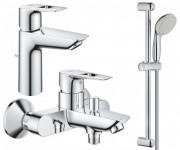 Набір змішувачів для ванної Grohe BauLoop 3 в 1 з душовим гарнітуром хром UA123214M0