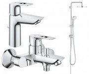 Набор смесителей для ванной Grohe BauLoop New 3 в 1 с душевой системой хром UA123214R0