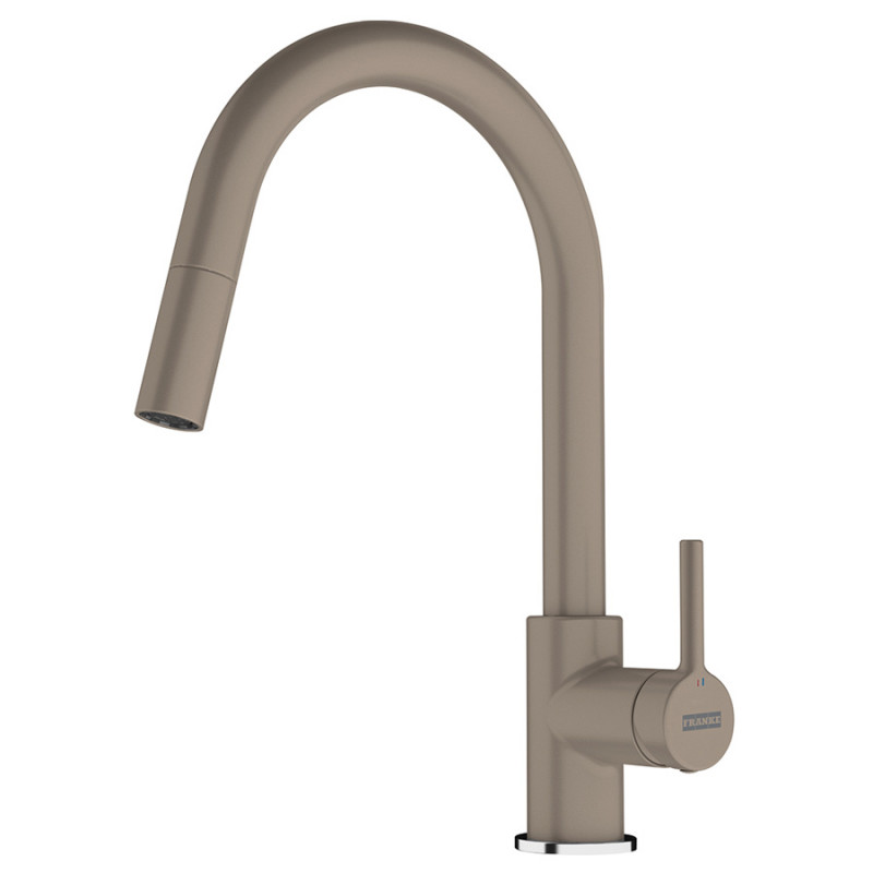 Смеситель для кухни Franke Lina с выдвижной лейкой миндаль 115.0626.084
