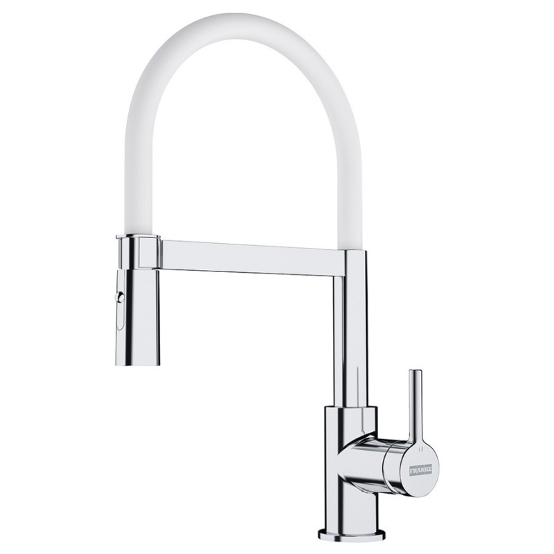 Змішувач для кухні Franke Lina з висувною лійкою хром/білий 115.0626.088