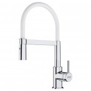 Смеситель для кухни Franke Lina с выдвижной лейкой хром/белый 115.0626.088