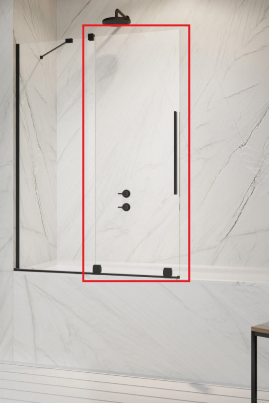 Шторка для ванной Radaway Furo Black PND II Door 888 L раздвижная 88,8х150 см левая черный/прозрачное стекло 10109888-54-01L