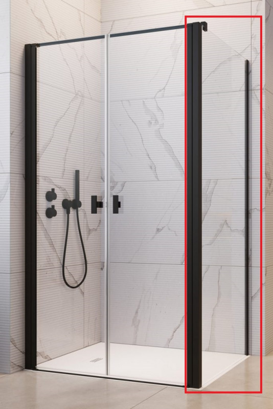 Душова бічна стінка Radaway Nes 8 Black S2 100 см чорний/прозоре скло 10080100-54-01