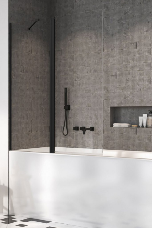 Шторка для ванной Radaway Nes 8 Black PND II 110 L 110х150 см левая черный/прозрачное стекло 10088110-54-01L