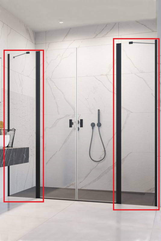 Комплект нерухомих елементів душових дверей Radaway Nes 8 Black DWD II 67х200 см чорний/прозоре скло 10080167-54-01