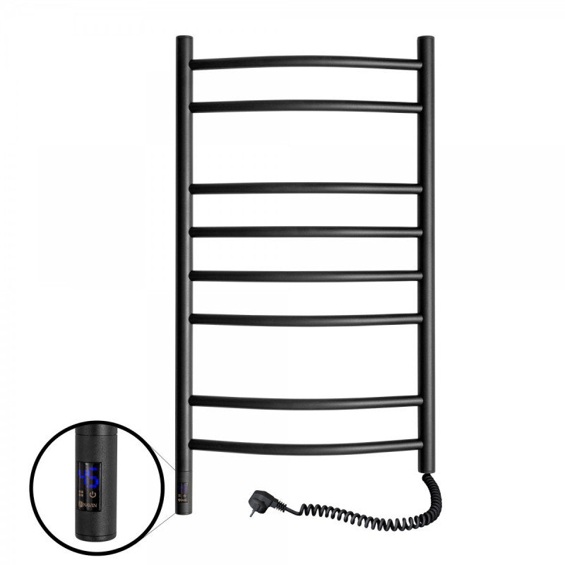 Электрический полотенцесушитель Navin Камелия 480х800 правый сенсор с таймером окрашенная сталь черный муар 12-207033-4880
