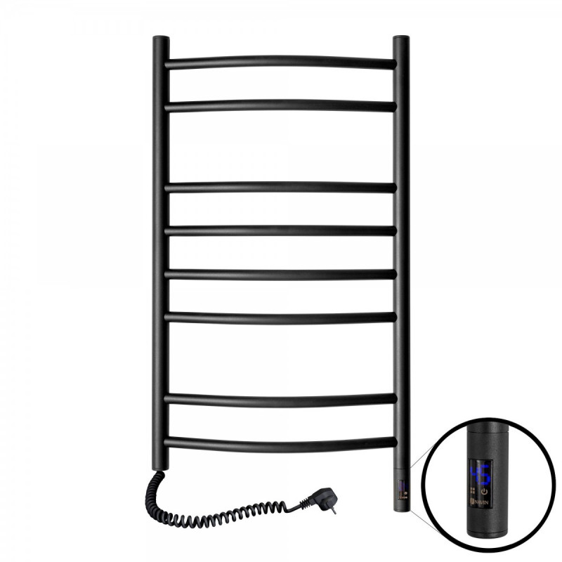 Электрический полотенцесушитель Navin Камелия 480х800 левый сенсор с таймером окрашенная сталь черный муар 12-207133-4880