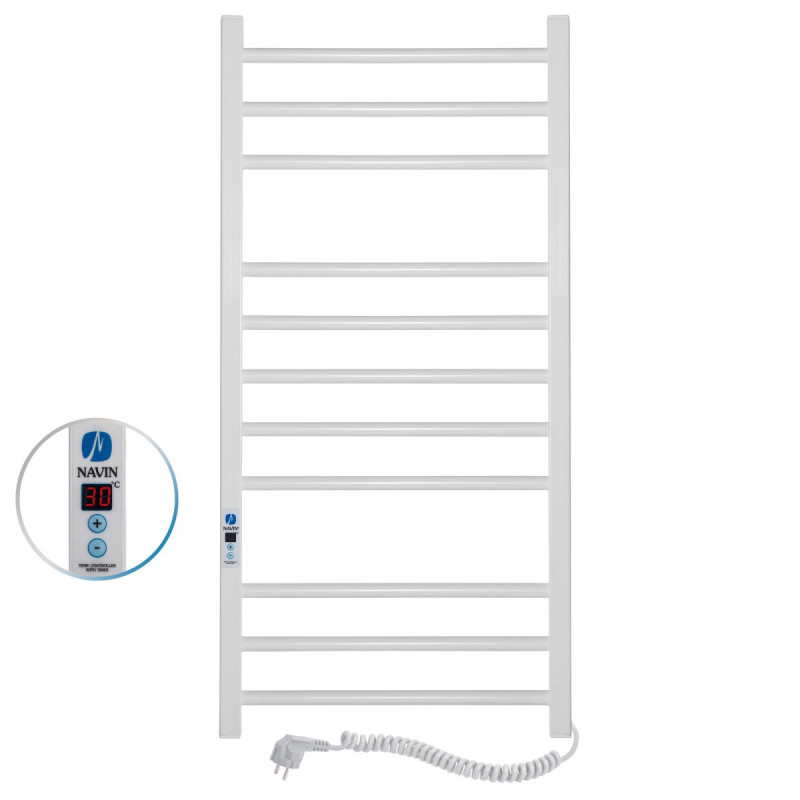 Электрический полотенцесушитель Navin Классик Квадро 500х1000 Digital правый окрашенная сталь белый 12-116052-5010