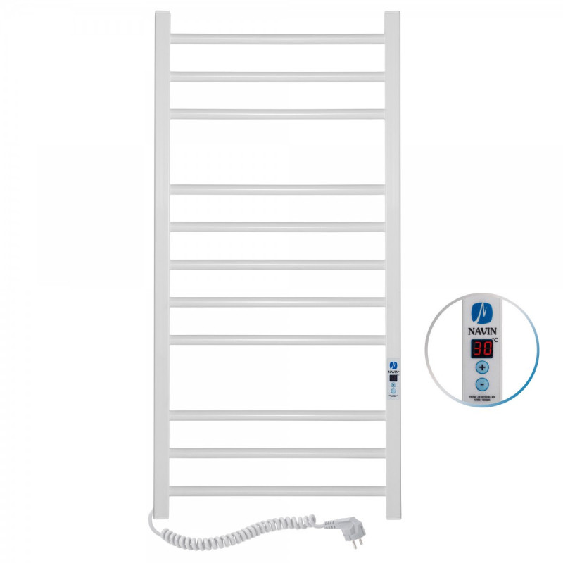 Электрический полотенцесушитель Navin Классик Квадро 500х1000 Digital левый окрашенная сталь белый 12-116152-5010