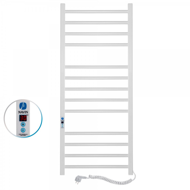 Рушникосушарка електрична Navin Класик Квадро 500х1200 Digital права пофарбована сталь білий 12-116052-5012