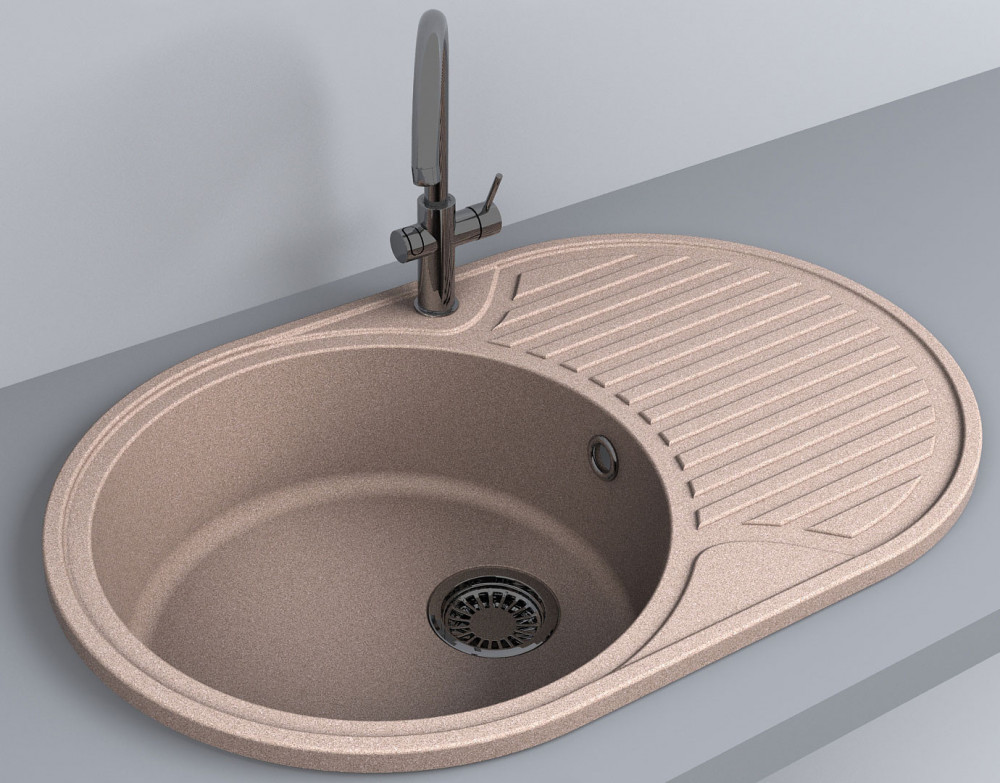 Мойка для кухни Fancy Marble Vermont 77х50 см литой мрамор песочный 113087001