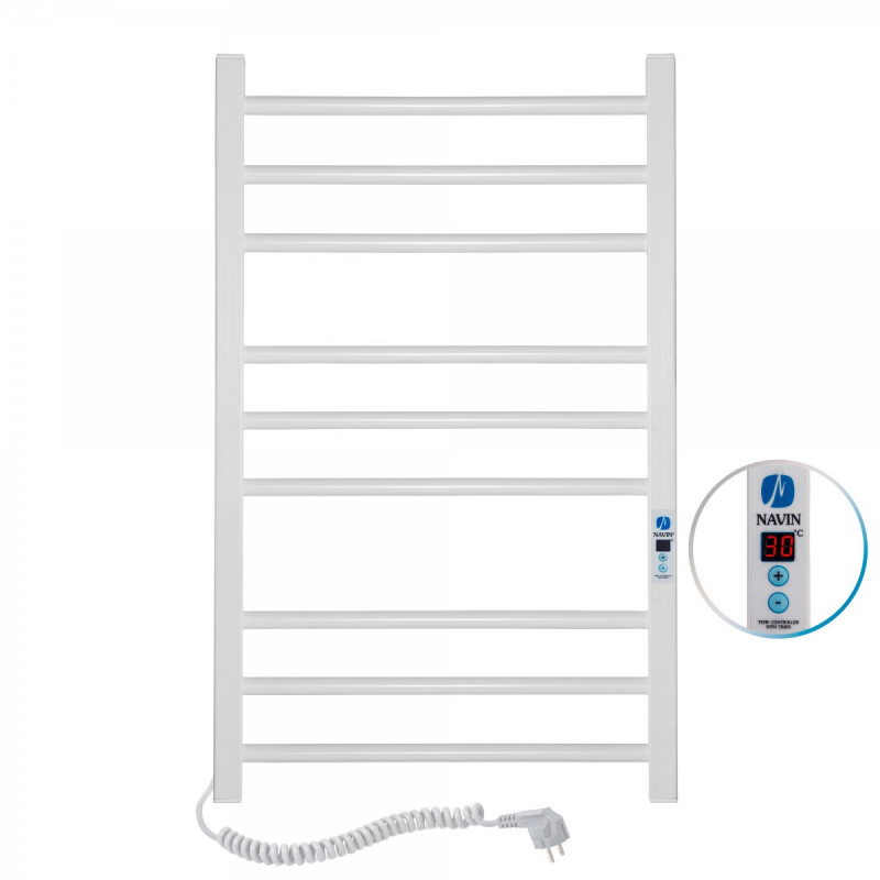 Электрический полотенцесушитель Navin Классик Квадро 500х800 Digital левый окрашенная сталь белый 12-116152-5080