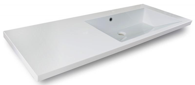 Раковина для ванной Fancy Marble Peggy 125х50 см правая искусственный камень белый матовый 3613403